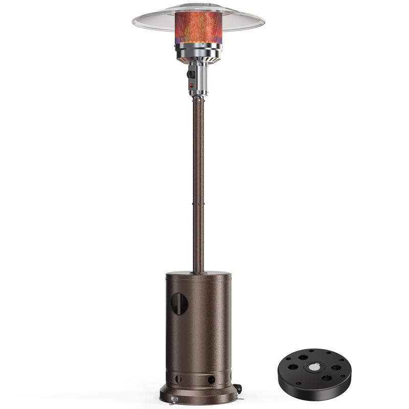 48,000 BTU Propane Patio Heater with Tabletop, Double-Layer Stainless Steel Burner and Safety Protection System, with Wheels for Home&Commercial Use