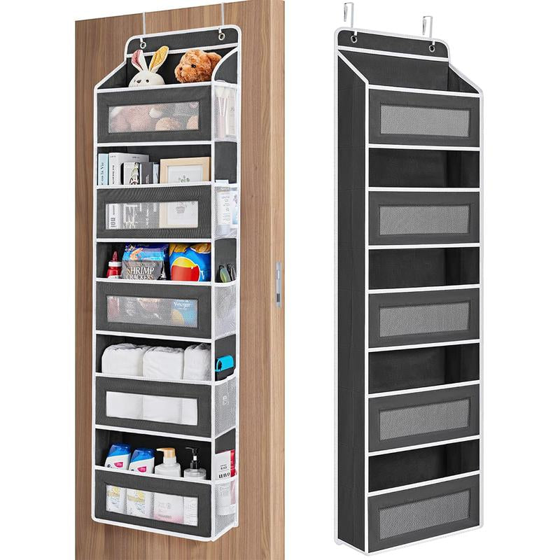 Over the Door Hanging Organizer, 5-Tier Large Capacity Storage, Heavy Duty Anti-Tilt Design, 44Lbs Capacity for Dorm Essentials, Baby Room, Bathroom, Bedroom, Back to School Must Have