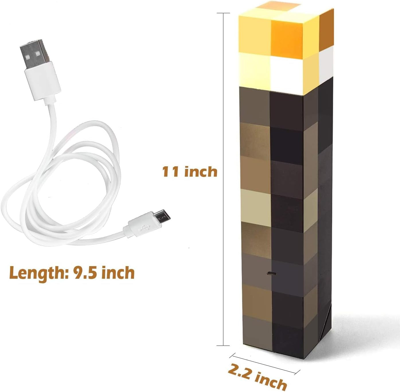 Light-Up Wall Torch - Batteries & USB Pluggable Night Lamp - Hand Held or Wall M