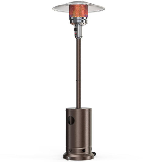 48,000 BTU Propane Patio Heater with Tabletop, Double-Layer Stainless Steel Burner and Safety Protection System, with Wheels for Home&Commercial Use