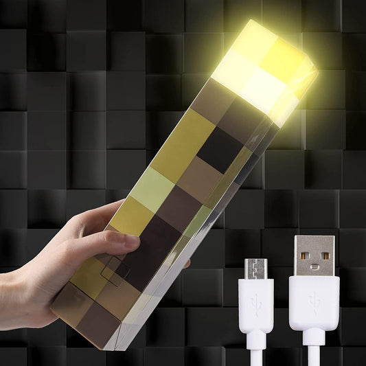 Light-Up Wall Torch - Batteries & USB Pluggable Night Lamp - Hand Held or Wall M