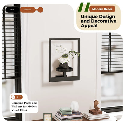 Wall Hanging Planters for Indoor Plants Plant Hanger Indoor Outdoor Window Plant Shelves Hanging Plant Holder Wall-Mounted Plant Rack Black Metal Room Decor 1 Pack(Pot &Plant Not Included)