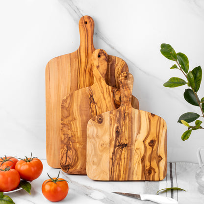 Handcrafted Olive Wood Rectangle Cutting Board with Handle