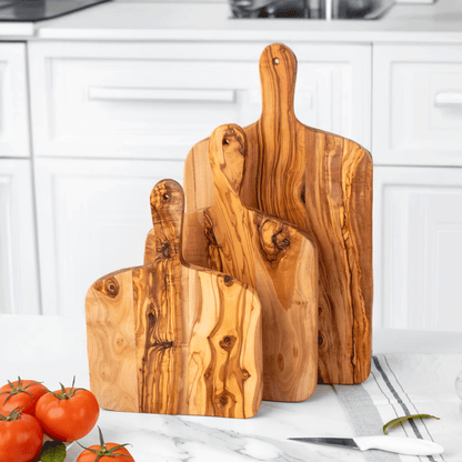 Handcrafted Olive Wood Rectangle Cutting Board with Handle